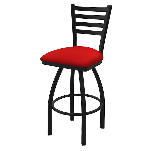 25" Swivel Counter Stool, Black Wrinkle, Canter Red Seat
